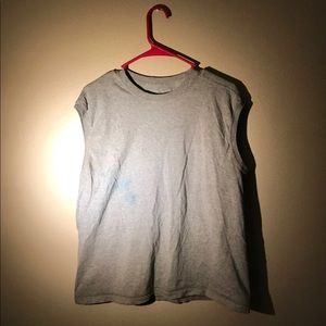 Gray muscle cut tank top